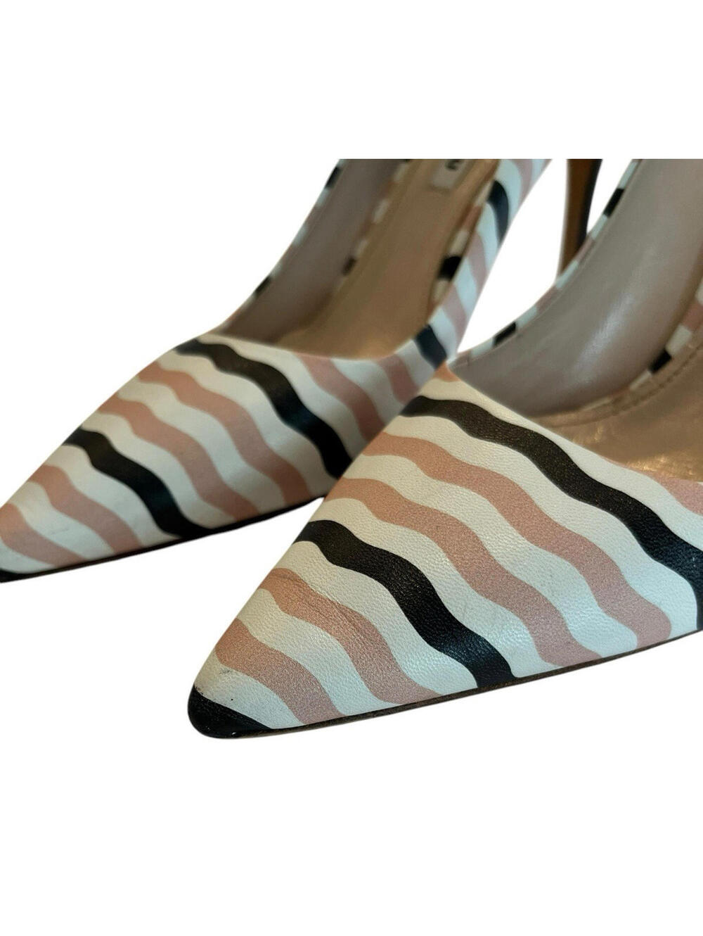 miu miu stiletto heel Pumps Pointed Toe Striped US Sz 8.5, EUR 38.5 pink black - Picture 5 of 9